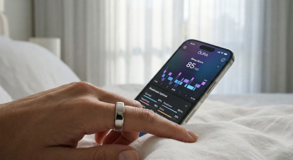 Oura Ring Gen 3 best sleep tracker 2025 showing sleep score and heart rate variability on app