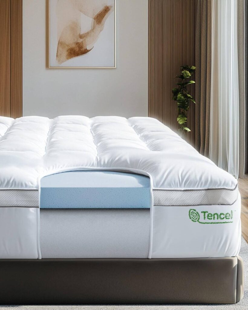 ViscoSoft pillow top hybrid mattress topper with plush Tencel cover and memory foam