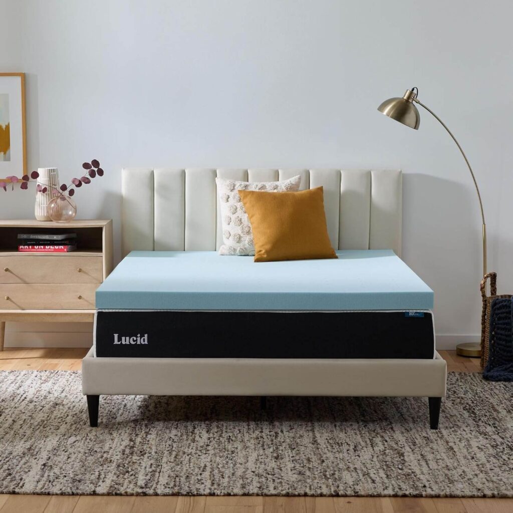 Lucid gel-infused memory foam mattress topper with ventilation holes for cooling