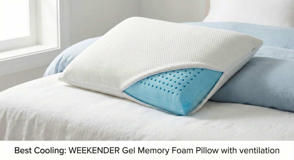 WEEKENDER gel memory foam pillow with cooling ventilation holes and breathable cover