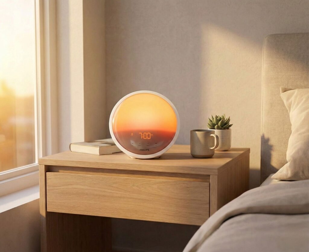 Philips SmartSleep HF3520 wake-up light with colored sunrise simulation