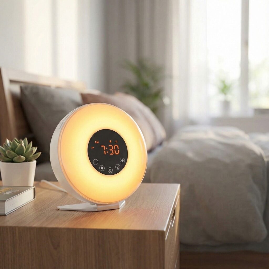 hOmeLabs sunrise alarm clock under $40 with nature sounds