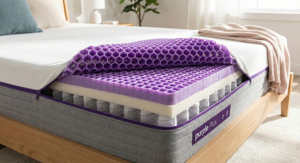 Purple Plus mattress with innovative GelFlex Grid technology for pressure point relief