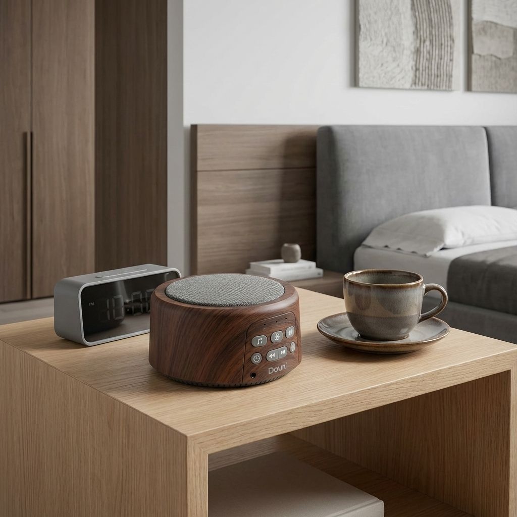 Douni white noise machine with premium wood grain design 27 sounds best aesthetics